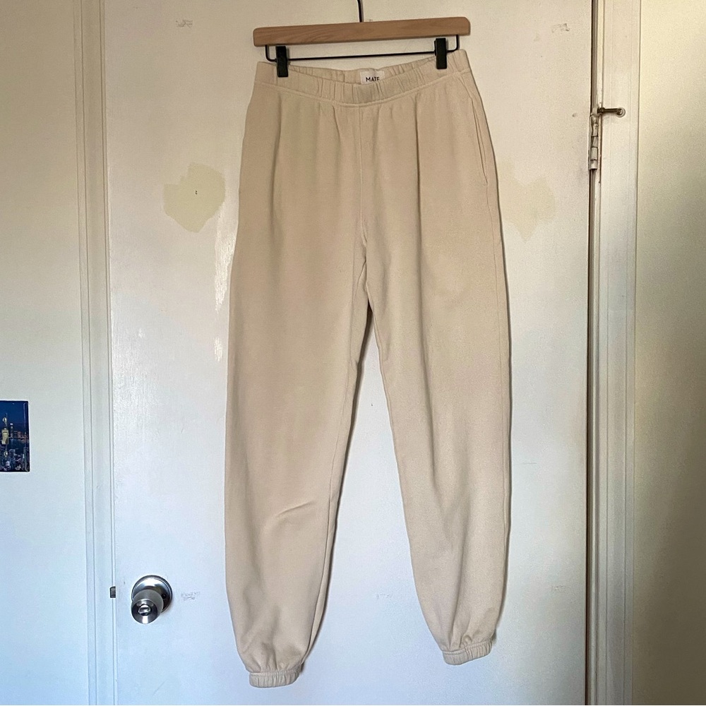 Mate the Label Terry Raglan sweatpants in Bone, size S